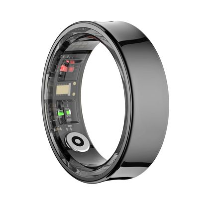 WFGLH Professional Intelligent Health Ring, Waterproof Sleep Monitoring Ring, Ergonomically Designed Arc, for Men, Women and The Elderly,Black,12#