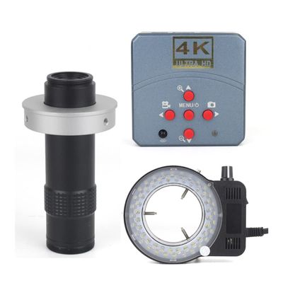 Microscope Kit 48MP 4K HDMI USB Industrial Digital Video Microscope Camera Zoom 130X C-Mount Lens Microscope Lens Adapters(B NO Stand)