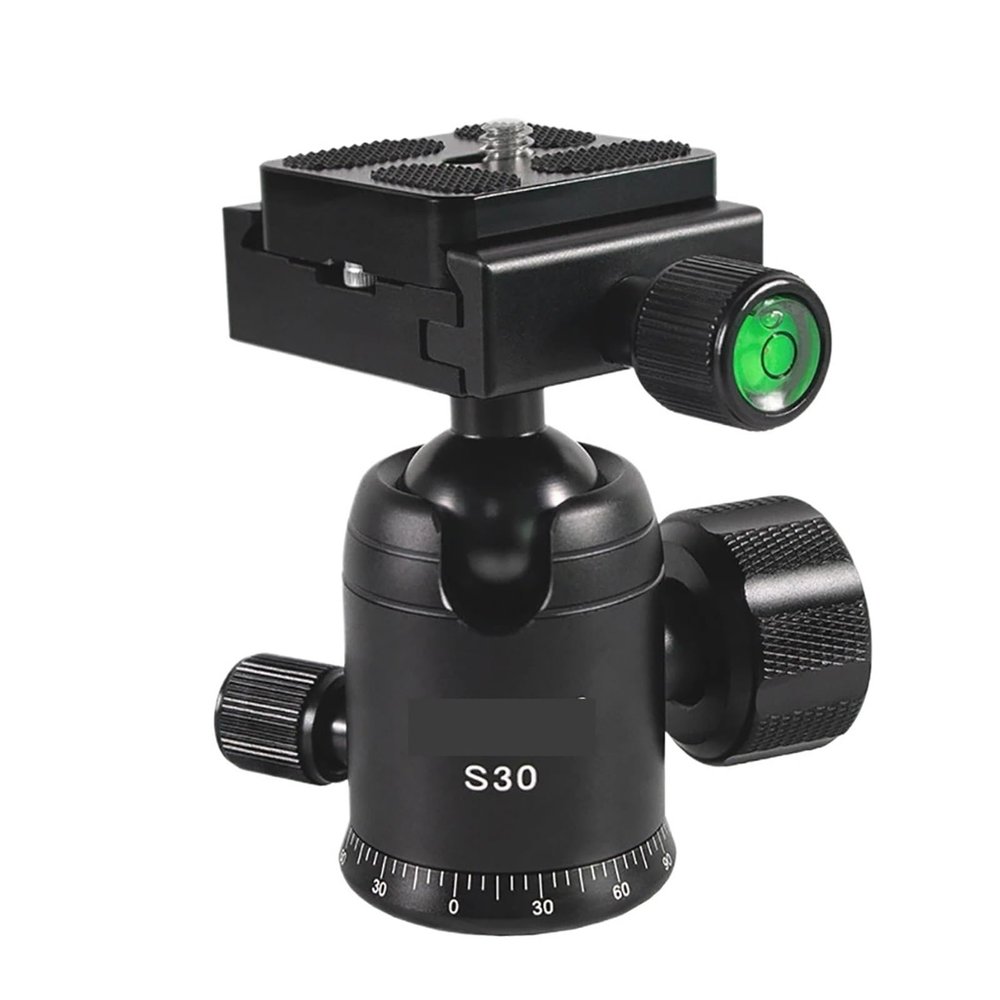 Red Tripod Head Camera Video Ball Head Mount 360 Degree Panoramic Universal Ballhead for Tripod Monopod(S30 Black)