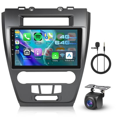 4G+64G Android Stereo for Ford Fusion Mondeo Mustang 2009-2012 Radio Upgrade 10 Inch Touch Screen Head Unit, Driauto Car Stereo with Wireless Carplay Android Auto GPS WiFi Bluetooth FM Backup Camera