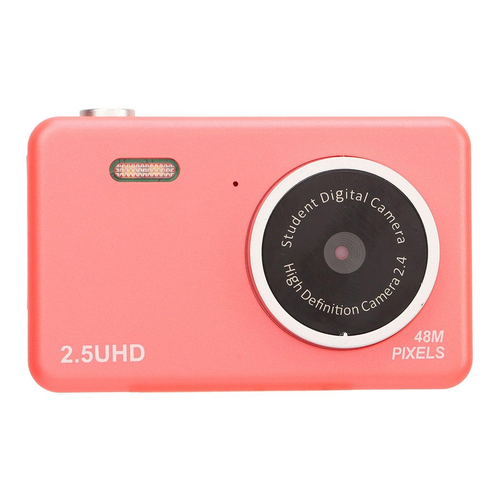 48MP Dual Lens 2.5KHD Selfie Camera with 8X Zoom, Automatic Light Sensitivity, Compact Digital Camcorder for Student, Adaptive Filming Mode, Electronic Stabilization (Pink)