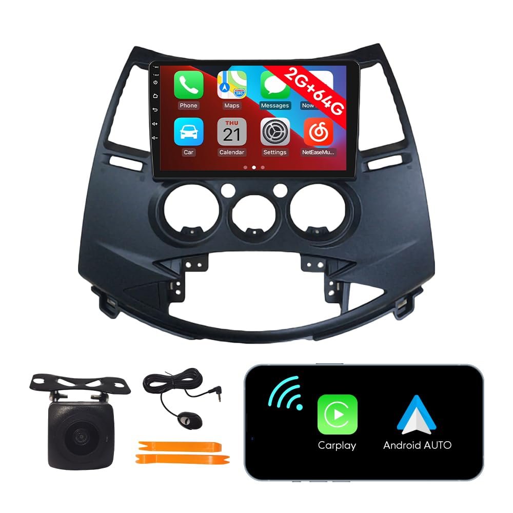 [2G 64G] Android Car Stereo FM Radio Carplay Android Auto 9" Touchscreen Headunit Media Player with Backup Camera for Mitsubishi Grandis 2006 2007 2008 2009 2010 2011 2012 2013-2021 MT