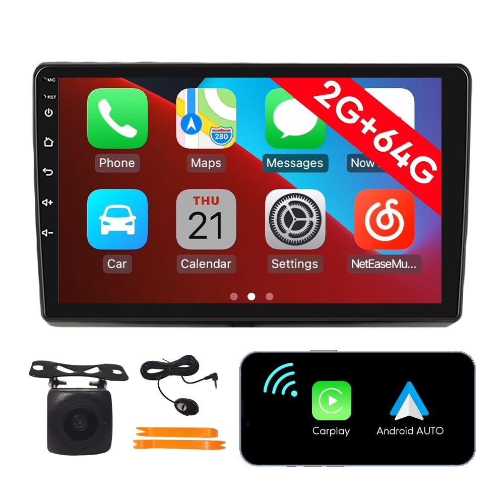 [2G 64G] Android Car Stereo FM Radio Carplay Android Auto 10.1" Touchscreen Headunit Media Player with Backup Camera for Fiat 500L 2012 2013 2014 2015 2016 2017 2018 2019 2020 2021