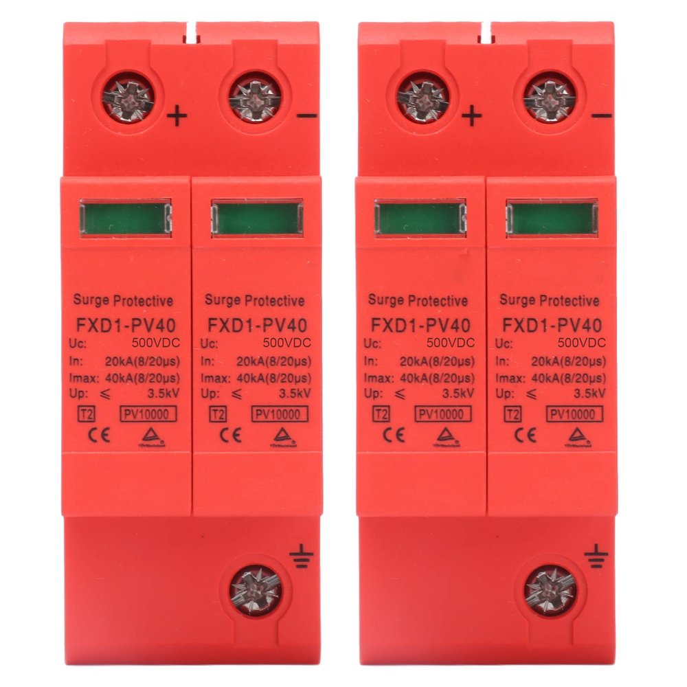 OVAQUIXI DC Photovoltaic Protector with Visual Power Indicator Window, 40kA, 3.5kV, 500V DC, 2-Pack