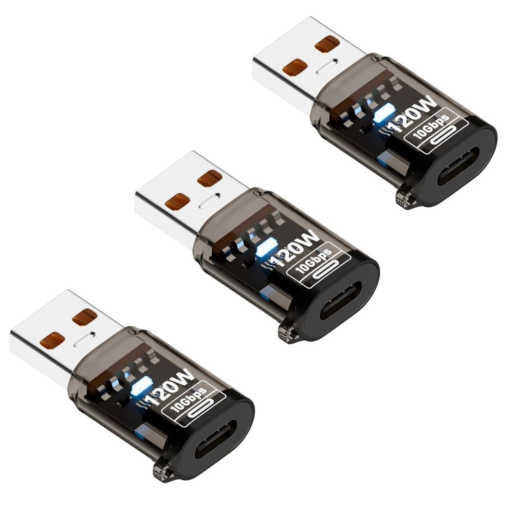 IYUANEPRO 10Gbps USB C Female to USB A Male Adapter, USB A to USB C Adapter High Speed 120W Fast Charging 10Gbps Data Transfer, 3-Pack