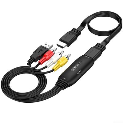AugustknowU Composite to HD Converter, 1080P Resolution HD Adapter for RCA Devices Compatible with PS one STB VHS VCR Blue-Ray DVD Players(Black)