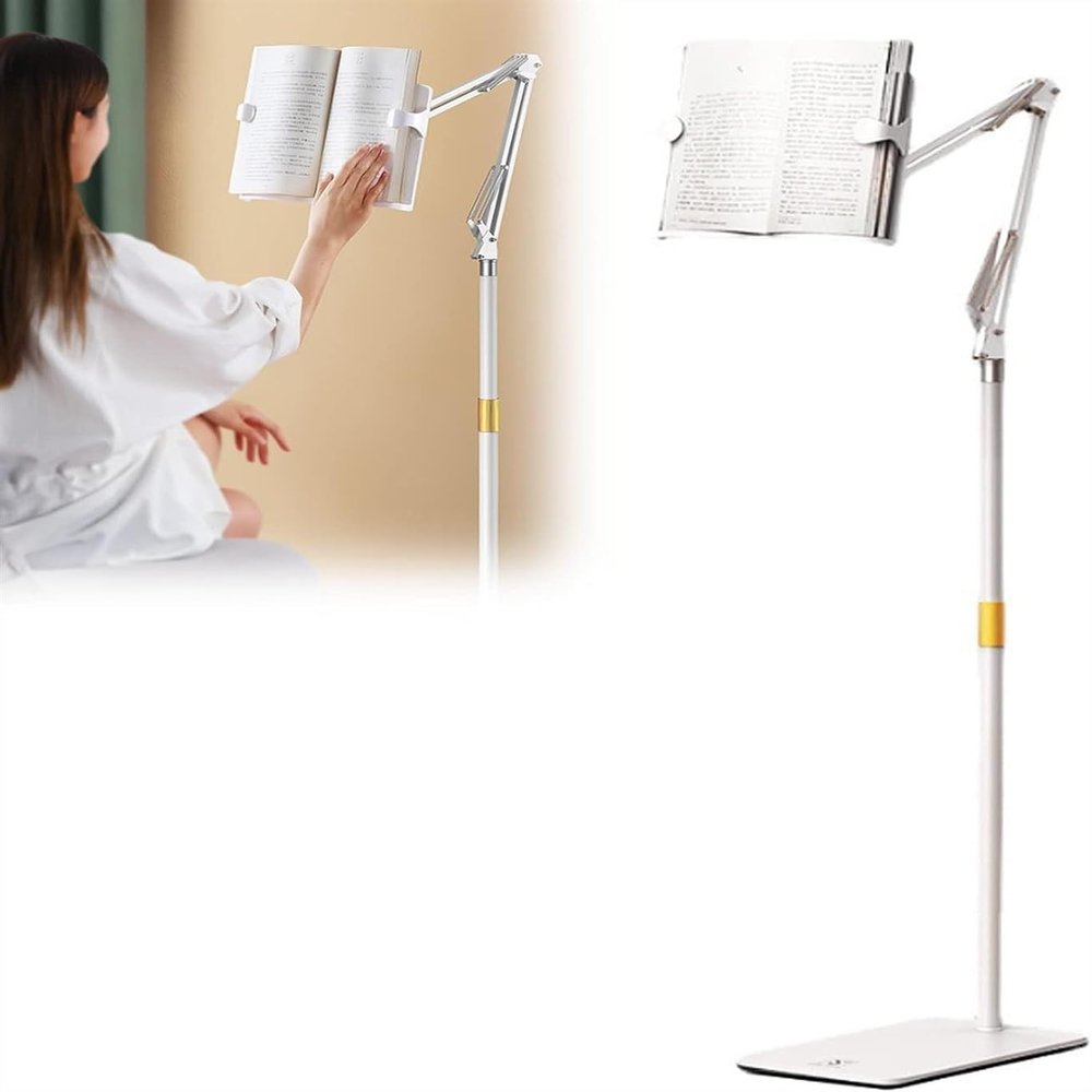 Adjustable Height Reading Shelf - Floor-Standing Book Holder Stand for Comfortable Reading ofBooks & Tablets - Versatile & Convenient