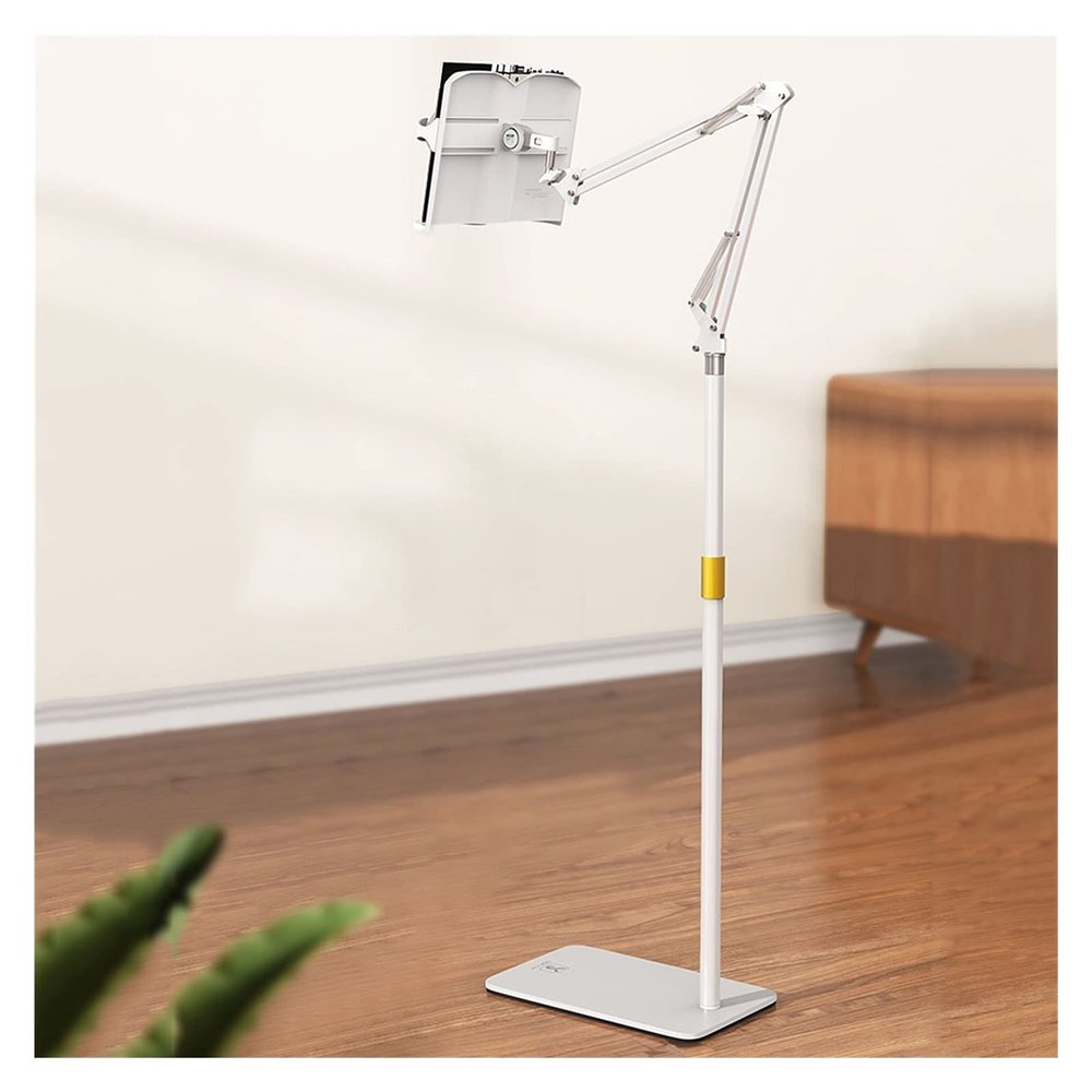 Adjustable Sheet Music Stand & Floor Book Stand,Lazy Tablet Floor Stand Holder,Perfect Ergonomic Book Holder for Reading,for Sitting,Standing,Laying Down,Exercising (White)