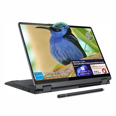 Lenovo Flex 5i Laptop, 14" FHD+ 2-in-1 Touch 60Hz IPS 300nits, Intel 10-Core i5-1235U, Intel Iris Xe Graphics, WiFi6, Win11Pro Office Lifetime License, Storm Grey, (8GB RAM 512GB SSD), w/PEN, W/GaLiMu