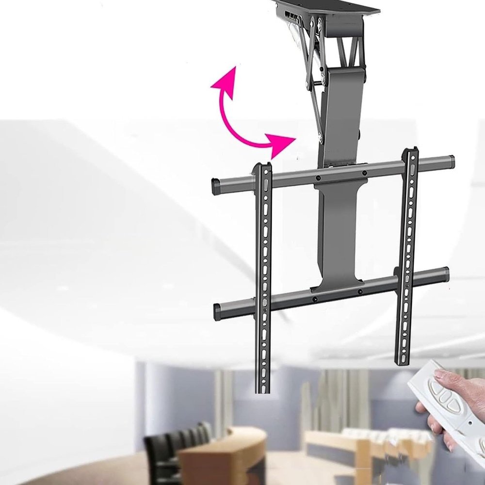 Electric TV Ceiling Mount - Tv Wall Mount,Fits 50-70/50-90 Inch TV Telescopic Auto Lifting TV Stand,With Remote Control Lift TV Stand,Hide Away 0-85 Flip Down Pitched Roof Mo,One Color,50,75inch TV