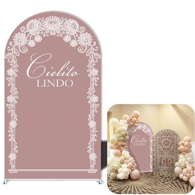 Cielito Mexico Fiesta Lindo Arched Stand Cover Bridal Shower Baptism Wedding Birthday Party Chiara Background,Elastic Spandex Fabric (RoseQuartz,6x2.6ft(HxW))