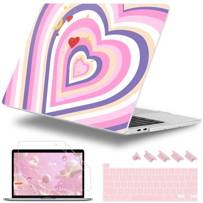 Lepeoac for MacBook Pro 16 inch Case 2019 2020 Release Model A2141, Plastic Hard Shell Cover with Keyboard Cover & Screen Protector for MacBook Pro 16 inch with Touch Bar & Touch ID, Wildflower Heart