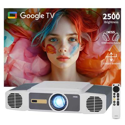 Dess C5 Enterprise GTV Projector,4K Projector With Wifi6 And Bluetooth,Home Theater projector,2500 Brightness,Built in Electric Bracket, Stereo Surround Sound,300''IMAX-Enhanced Quality