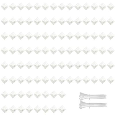 100 Pcs Cable Tie Mounts, Square Adhesive Holder Wire Cable Clips Organizer, Cables Wires and Cords Fasteners Management (L, White)