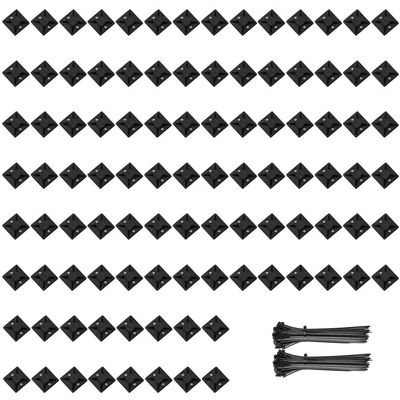 100 Pcs Cable Tie Mounts, Square Adhesive Holder Wire Cable Clips Organizer, Cables Wires and Cords Fasteners Management (S, Black)