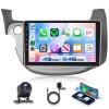 4G+64G Android 15 Car Stereo for Honda Fit 2008-2013 with Wireless Carplay Android Auto, 10.1 Inch 1280 * 720 Touch Screen GPS Navi/WiFi/Bluetooth 5.0/ FM/32EQ/ SWC/Backup Camera view 1