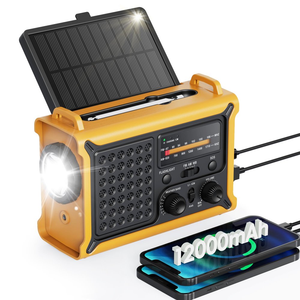 Emergency Weather Radio with Large Solar Panel, Efficient Hand Crank