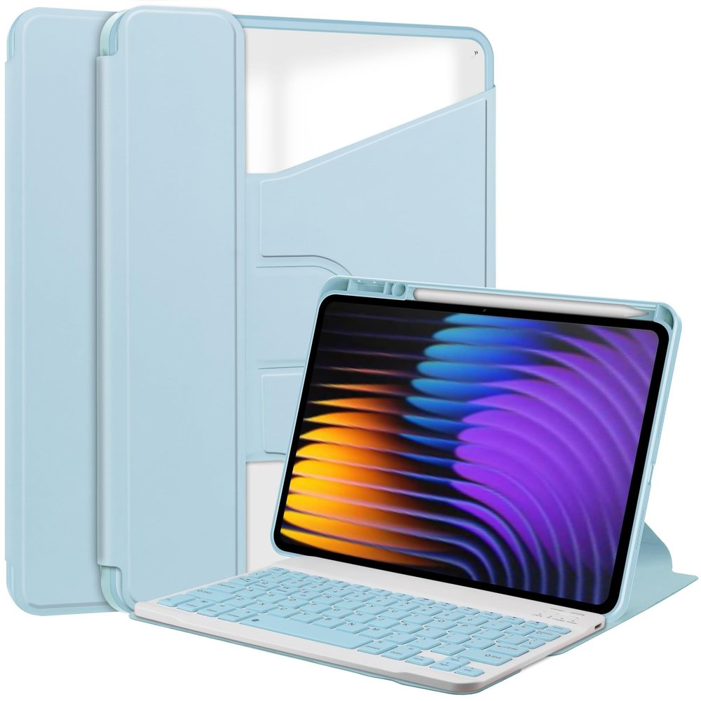 Anti-yellowing tablet cover Compatible with Xiaomi Mi Pad 7/7 Pro Case 11.2 Inch 2024 Detachable Wireless Keyboard S Pen Holde, 360 Degree Swivel Stand Folio Flip Smart Tablet Cover Auto Sleep/Wake Ta