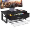 HEWORLIF Computer Monitor Stand Riser, Desk Organizers and Accessories with Drawer, 2-Tier Laptop Stand for Desk, Office Organizer Storage, Wood view 1