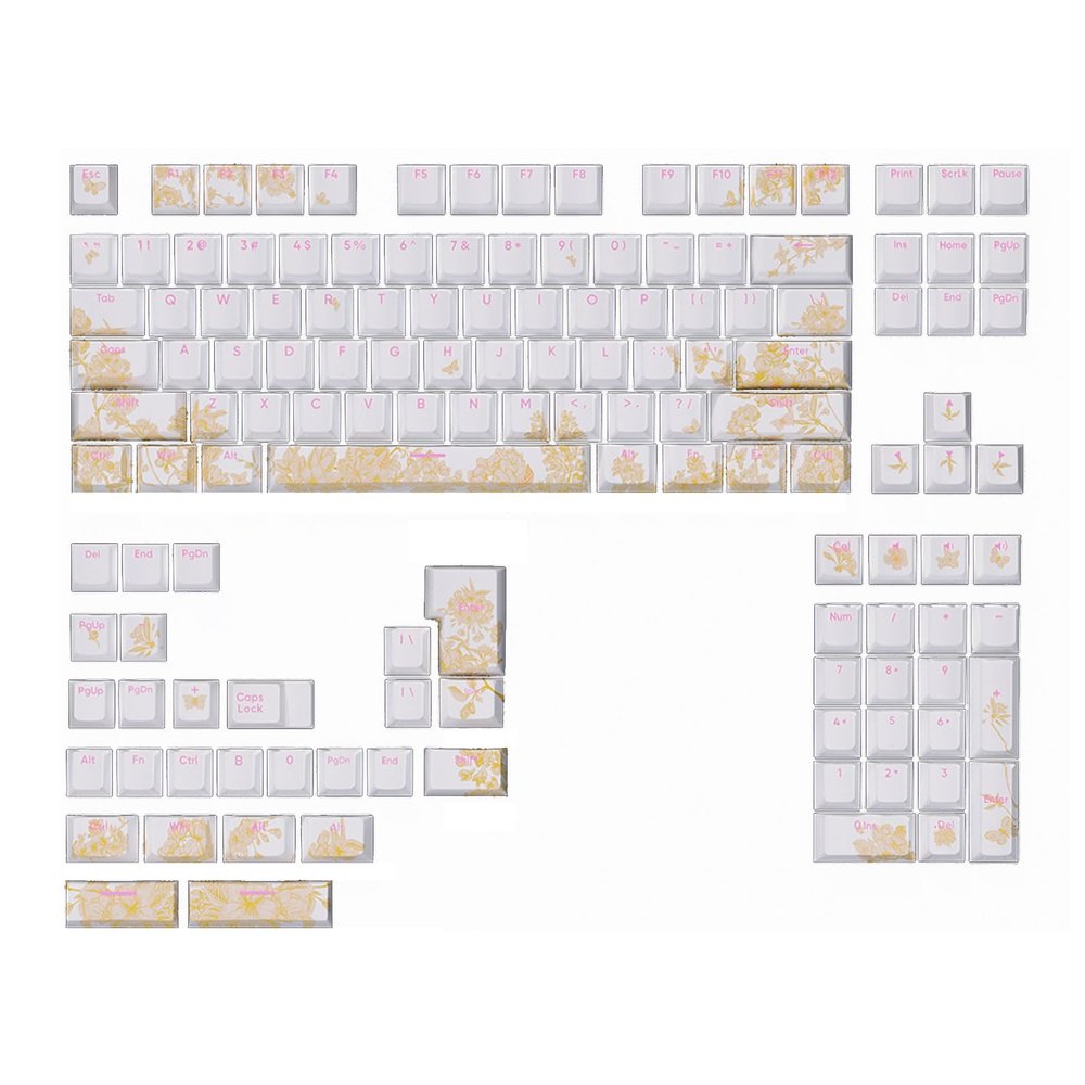 135/108Pieces Double Shots Keycaps Embroidery Pattern With Backlit Keycaps Set For Mechanical Keyboards