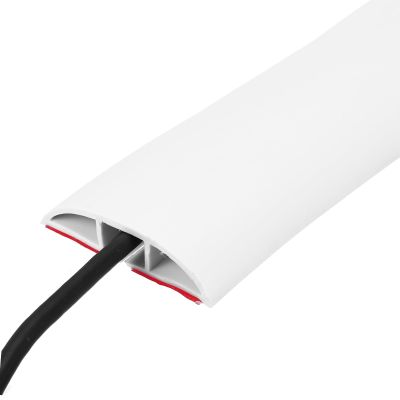 MECCANIXITY Floor Cord Cover 4ft, Extension Cord Hider for Floor Cable Management Wire Covers Protector Prevent Cable Trips 0.47" W x 0.24" H, Beige