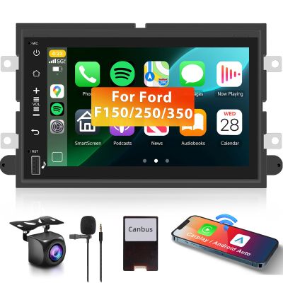 2G+64G Car Radio Stereo for Ford F150/F250/F350/E250/E350 Edge Fusion Explorer with Wireless Carplay Android Auto, 7 inch HD Touch Screen Bluetooth/GPS/WiFi/FM/SWC/USB/HD Backup Camera