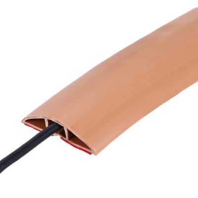 MECCANIXITY Floor Cord Cover 8ft, Extension Cord Hider for Floor Cable Management Wire Covers Protector Prevent Cable Trips 0.47" W x 0.24" H, Brown