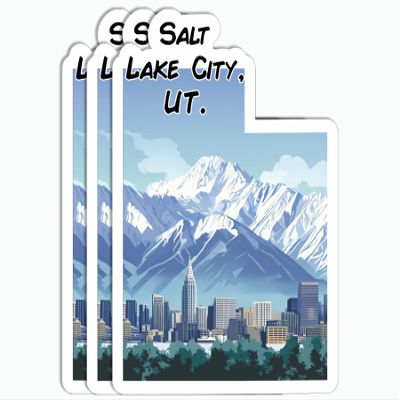 3Pcs Salt Lake City Utah Sticker - Utah Map - Travel Lover - Sticker for Water Bottle - Mug - Laptop - Notebook - Luggage - Computer