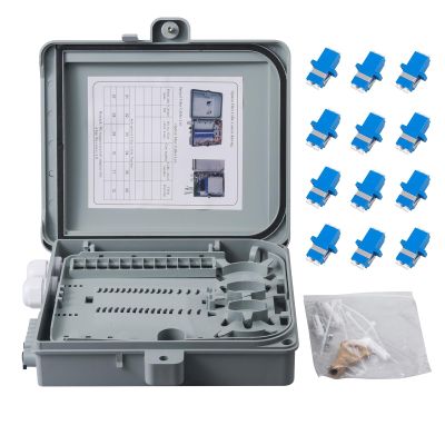 12 Core Fiber Optical Terminal Box Fiber Optic Distribution Enclosure with 12pcs LC Duplex Singlemode Coupler FTTH Fiber Optic Accessories 9.64 x 8.66 x 2.56inch