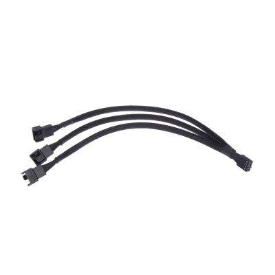 ACGTUY 4 pin PWM Fan Cable 1 to 3 Ways Splitter Black Sleeved Extension Cable(1 pc)