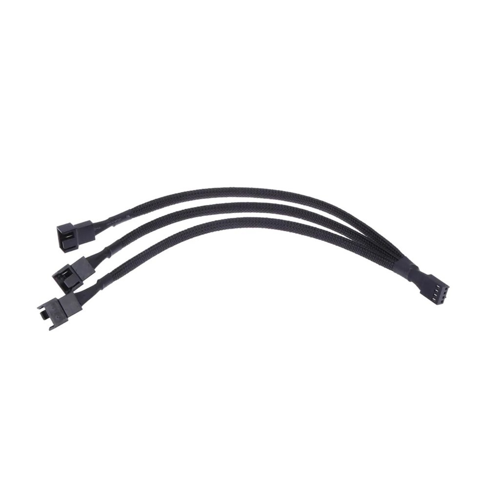 ACGTUY 4 pin PWM Fan Cable 1 to 3 Ways Splitter Black Sleeved Extension Cable(1 pc)