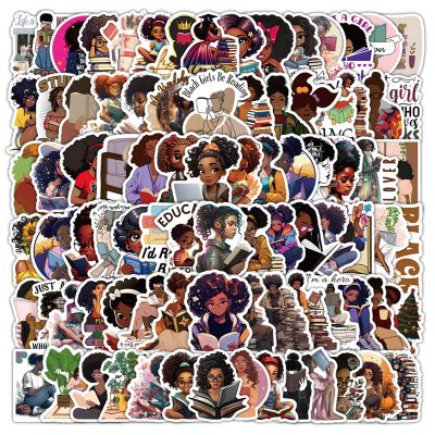 106Pcs Black Girl Read Stickers for Kindle Bookish Sticker Book Aesthetic Decals for Adults Reading Stickers of Kindle Book Lover Accessories Waterproof Vinyl Sticker (Black)