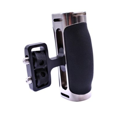 BaotyJie Camera Cages Side Handle Hand Grip Universal Non Slip Silicone 1/4" Thread with Cold Shoe Mount for Photography, Silver