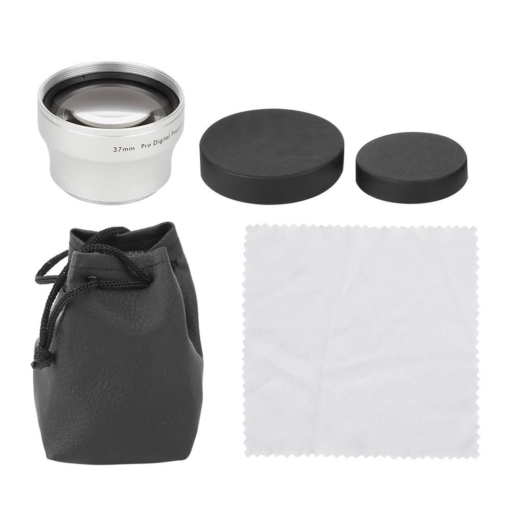 37MM 2X Aluminium Alloy Magnification Converter Lens, Compatible with 37MM Diameter Camera Lens, High Definition Super Telephoto for Enhanced Details, Includes Storage Bag and Wi