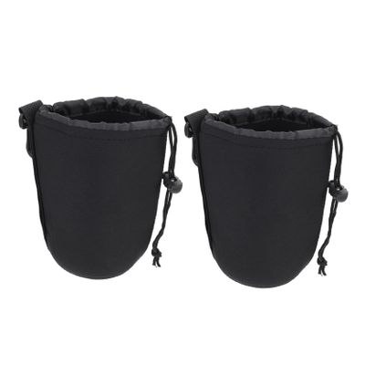 DOITOOL 2pcs Neoprene Dslr Camera Lens Case Shockproof Trail Case Lenses Pouch Carabiner Compact Easy to Carry