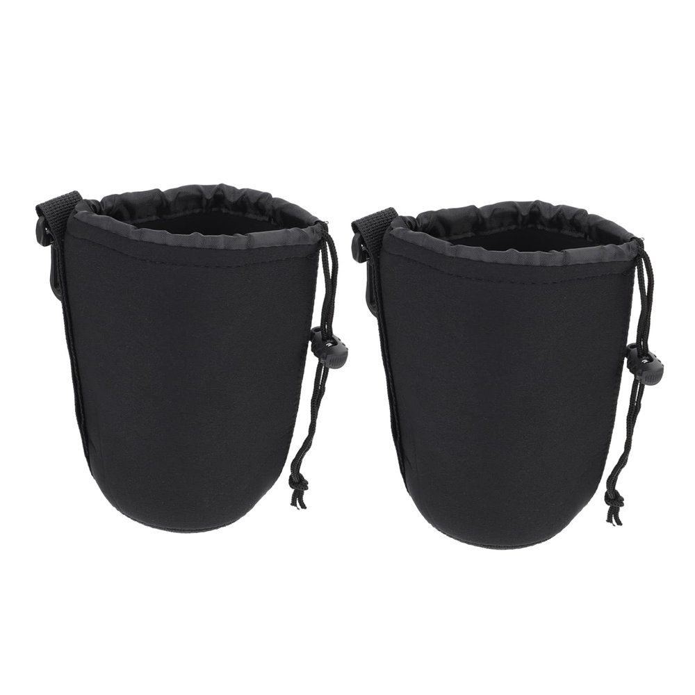 DOITOOL 2pcs Neoprene Dslr Camera Lens Case Shockproof Trail Case Lenses Pouch Carabiner Compact Easy to Carry