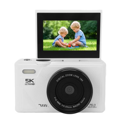 5K Digital Camera for Photography, 75MP HD 18X Digital Zoom Autofocus Portable Vlogging Camera, Autofocus Video Camera with Flip Screen Supports 128GB SD Card for Beginners Teen