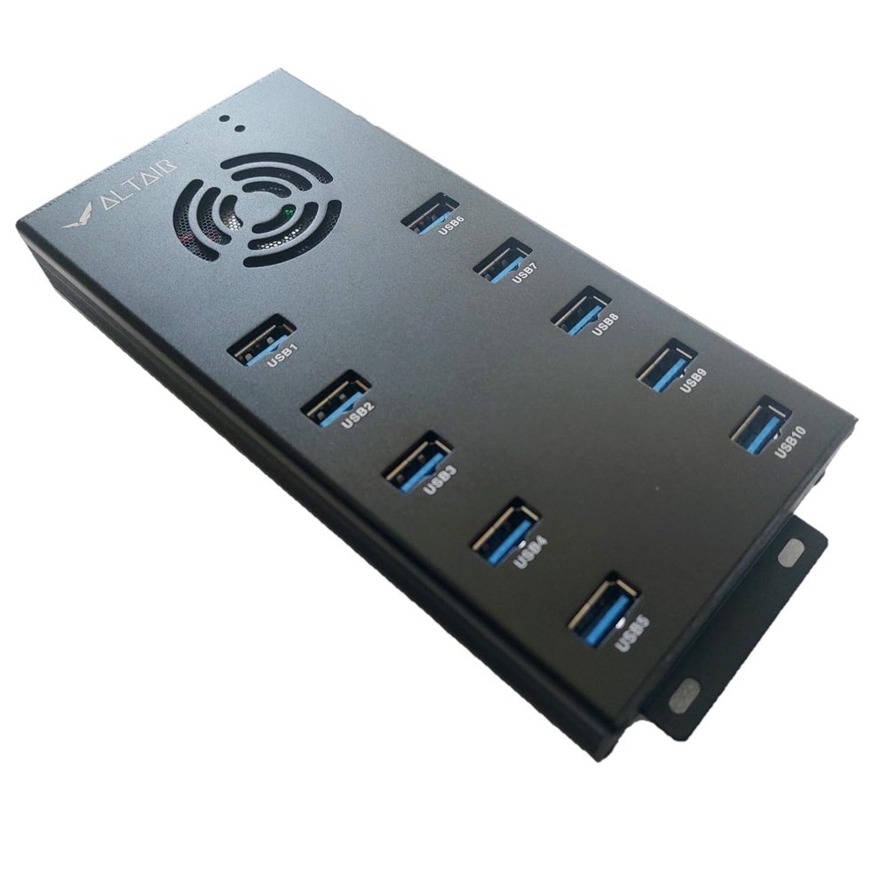 Altairtech.io 10-Port Powered USB 3.0 Hub with 12V 10A Power Adapter, Multi Port Expander Fast Data Transfer USB Data Hub Splitter for Laptop, PC, Mobile, Mobile HDD, Flash Drives, Miners