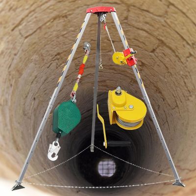 KYTGFH Aluminum Confined Space Tripod Emergency,Heavy Duty Rescue Tripod Hoist Bracket for Wellhead Exploration/Manhole Vertical Entry/Firefighting Rescuing,with Safety,2600Lbs,1800Lbs