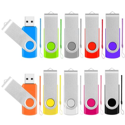256MB USB Flash Drive Thumb Drives 10 Pack, Bulk USB Drives Memory Stick with Lanyards, Swivel Jump Drive Memoirs Zip Backup Pendrive for Computer, Data Storage and Transfer, Office Supplies