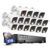 ANNKE 2MP Security Camera System, 16CH 2MP Lite DVR Recorder with AI Motion Detection, 16x 1080P (19201080) Add-on Wired White Cams with Smart Color Night Vision, IP67, 3.6mm Lens, 3TB Hard Drive