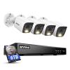 ANNKE 2MP Security Camera System, 8CH 4K DVR Recorder with AI Motion Detection, 4X 1080P (19201080) Add-on Wired White Cams with Smart Color Night Vision, IP67, Compatible with Alexa, 6TB Hard Drive view 1