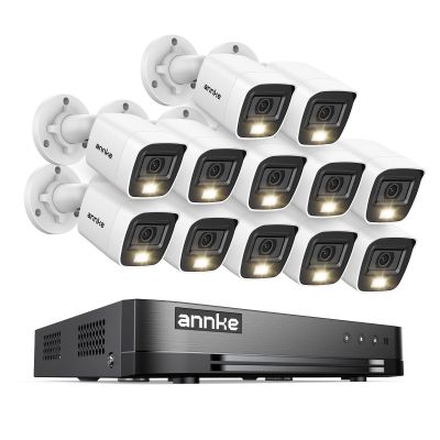 ANNKE 2MP Security Camera System, 16CH 2MP Lite DVR Recorder with AI Motion Detection, 12x 1080P (19201080) Add-on Wired White Cams with Smart Color Night Vision, IP67, 3.6mm Lens, No Hard Drive