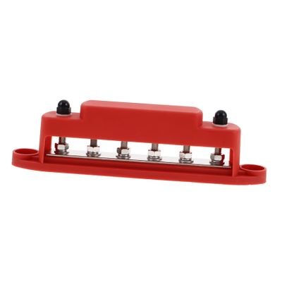 Ciieeo 6-Post Power Distribution Block with Nylon Base and Brass Terminals for RVs Boats and Auto Fuse Applications