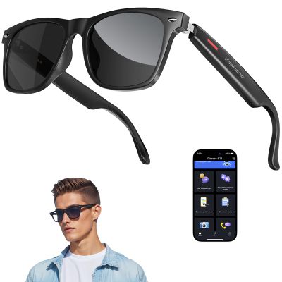 Domhong Smart Glasses for Men and Women with Chat GPT, Bluetooth Translation Glasses with 164 Languages, Open Ear Audio with Mic & Speakers, Hands-Free Calls, UV Protection & Anti-Blue Light
