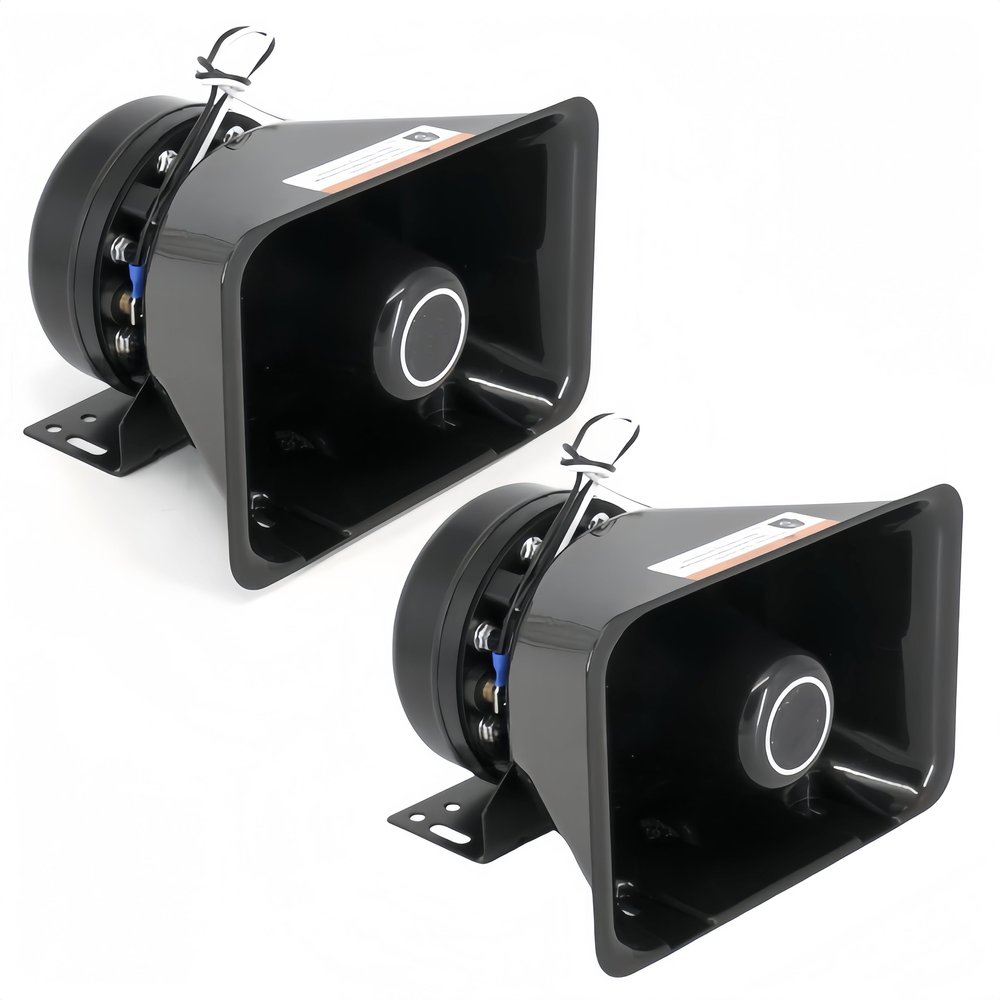 2PCS 200W High Performance Siren Speaker, Compact PA Horn Speaker Compatible with Any 100-200 Watt PA Siren System for Police Fire Car Ambulance Engineer Vehicles 125-135dB IP66 Waterproof