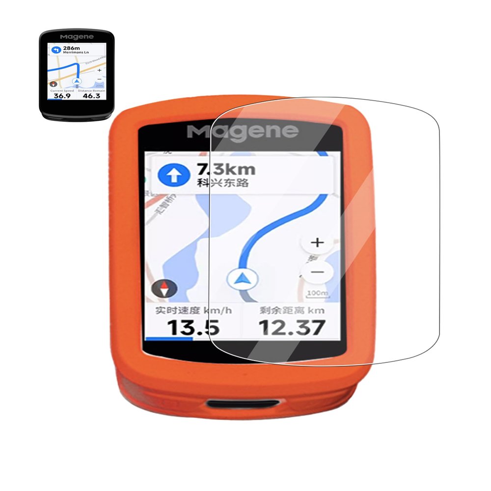Case for Magene C606 Cycling Computer, Sillence Material,Shock-Absorbing and Anti Drop Protection Soft Half Shell,with Screen Protector,Orange.