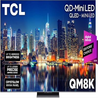 TCL 75 Inch Class QM8K Series | Mini LED QLED 4K HDR | 75QM8K, 2025 Model | 120HZ-144HZ Anti Reflective Wide Angle Screen Smart Google TV Dolby Atmos | Voice Remote Alexa Gaming Streaming Television