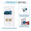 MECCANIXITY Cat 6 Ethernet Wall Plate, 4 Port 2 Blue F-Plug Female to Female RJ45 Key-Stone Jack Wall Plate Jack Inline Coupler Connector Box Cover, White view 3