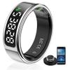 LCD Display Smart Ring - Sleep Tracker Touch Control Ring with Heart Rate/Blood Oxygen/Step Counter, Wireless Charging Dock, 5ATM Waterproof Fitness Tracker, No Subscription Fee for iOS/Android view 1